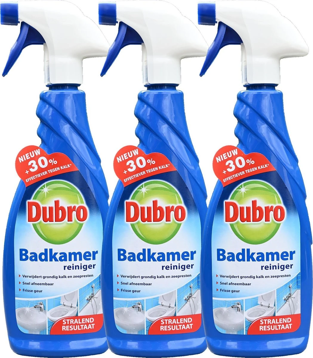 3 X Dubro Badkamer Reiniger - 30% Effectiever Tegen Kalk - Badkamerreiniger - 3 X 650 Ml