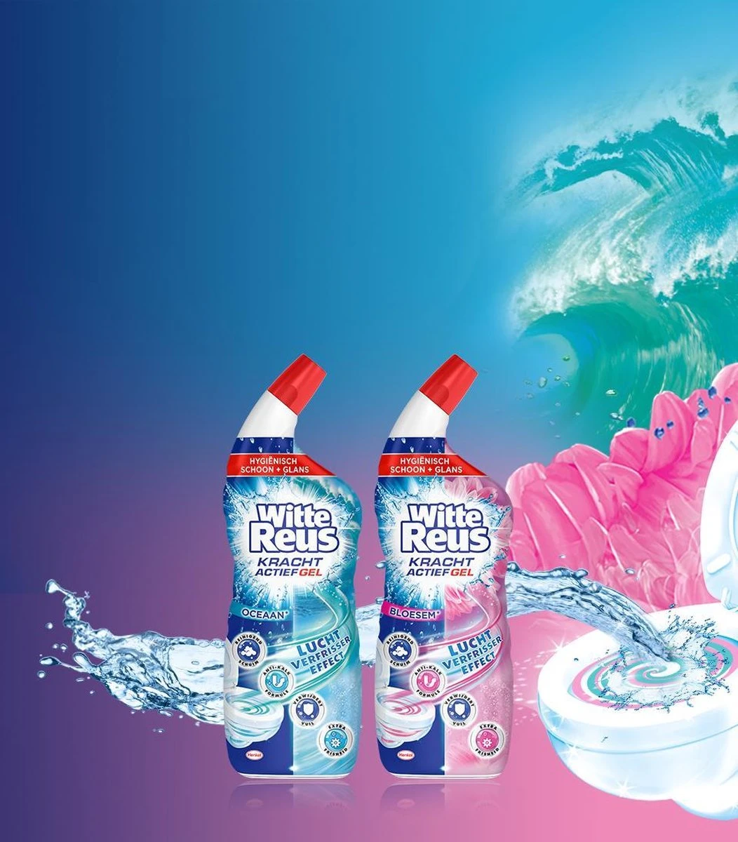 Witte Reus Toiletreiniger - Kracht Actief Gel Oceaan - Voordeelverpakking 10 X 700ml - Afbeelding 5