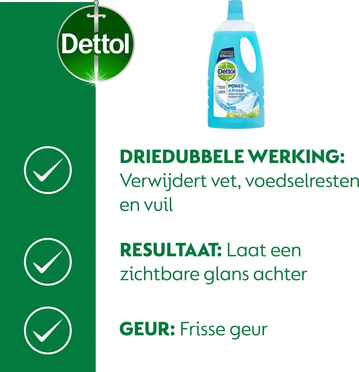 Dettol - Power & Fresh - Allesreiniger - Katoenfris - 8 X 1 Liter - Afbeelding 3