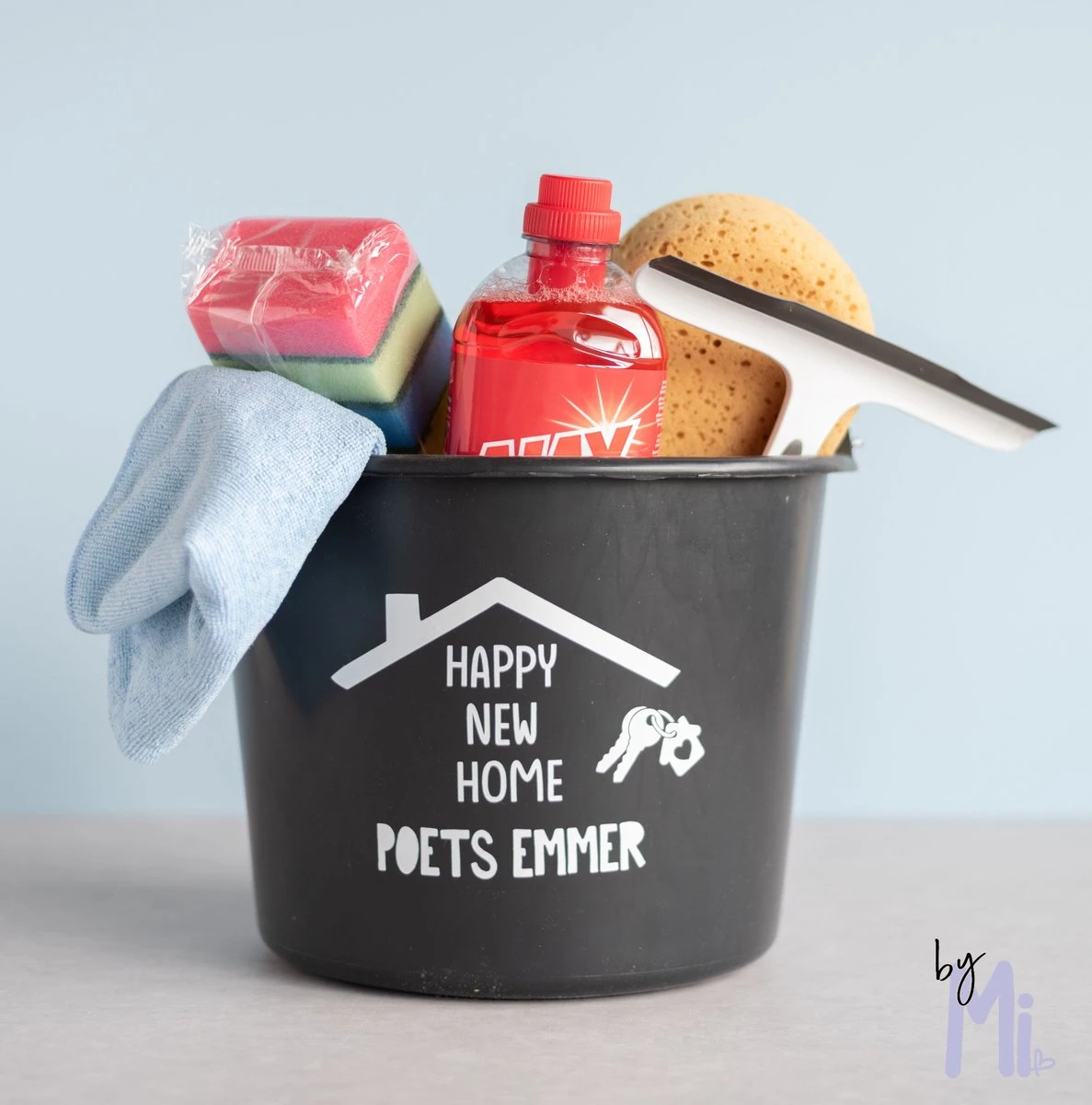 ByMi| Poetsemmer Happy New Home | Cadeautje Huis |Housewarming |Nieuwe Woning | Gepersonaliseerd