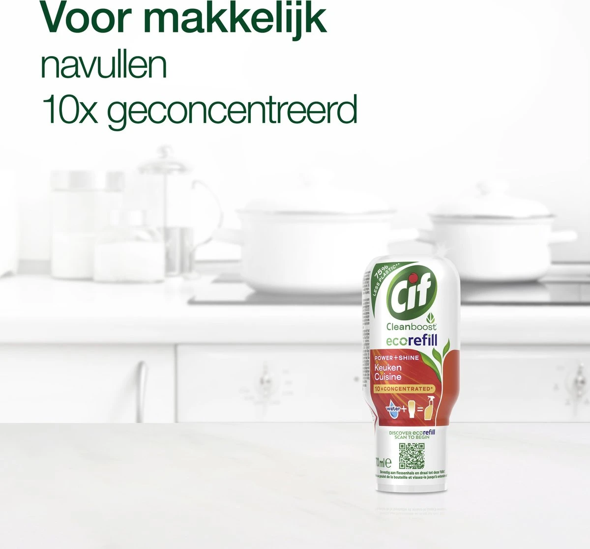 Cif CleanBoost Power & Shine Keuken Ecorefill Capsules - 10 X 70 Ml - Voordeelverpakking - Afbeelding 4
