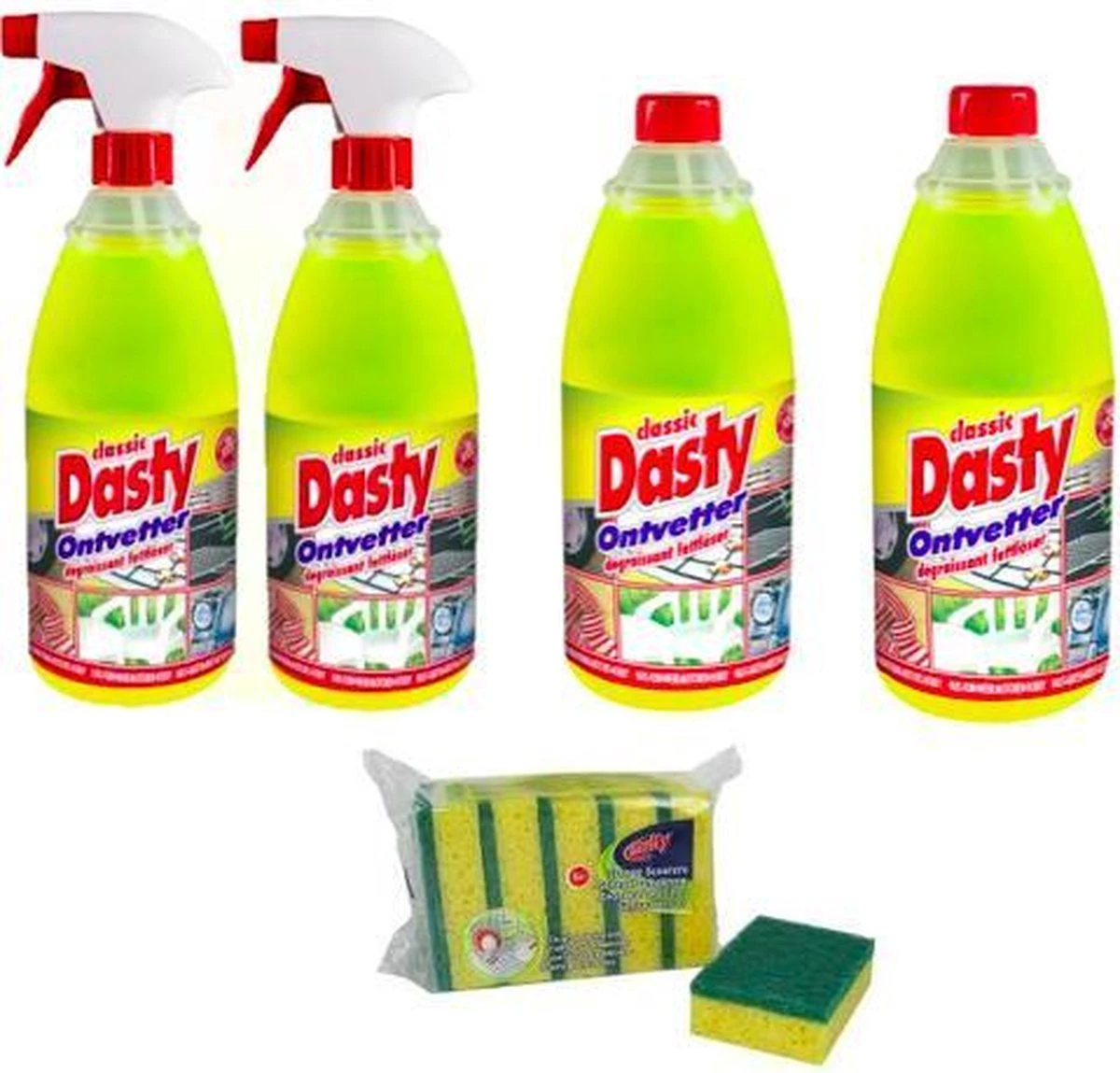Dasty Ontvetter Pack: 2x Spuitfles + 2x Navulling + GRATIS Set Van 5x Schuursponzen En 1x Schoonmaakhandschoenen