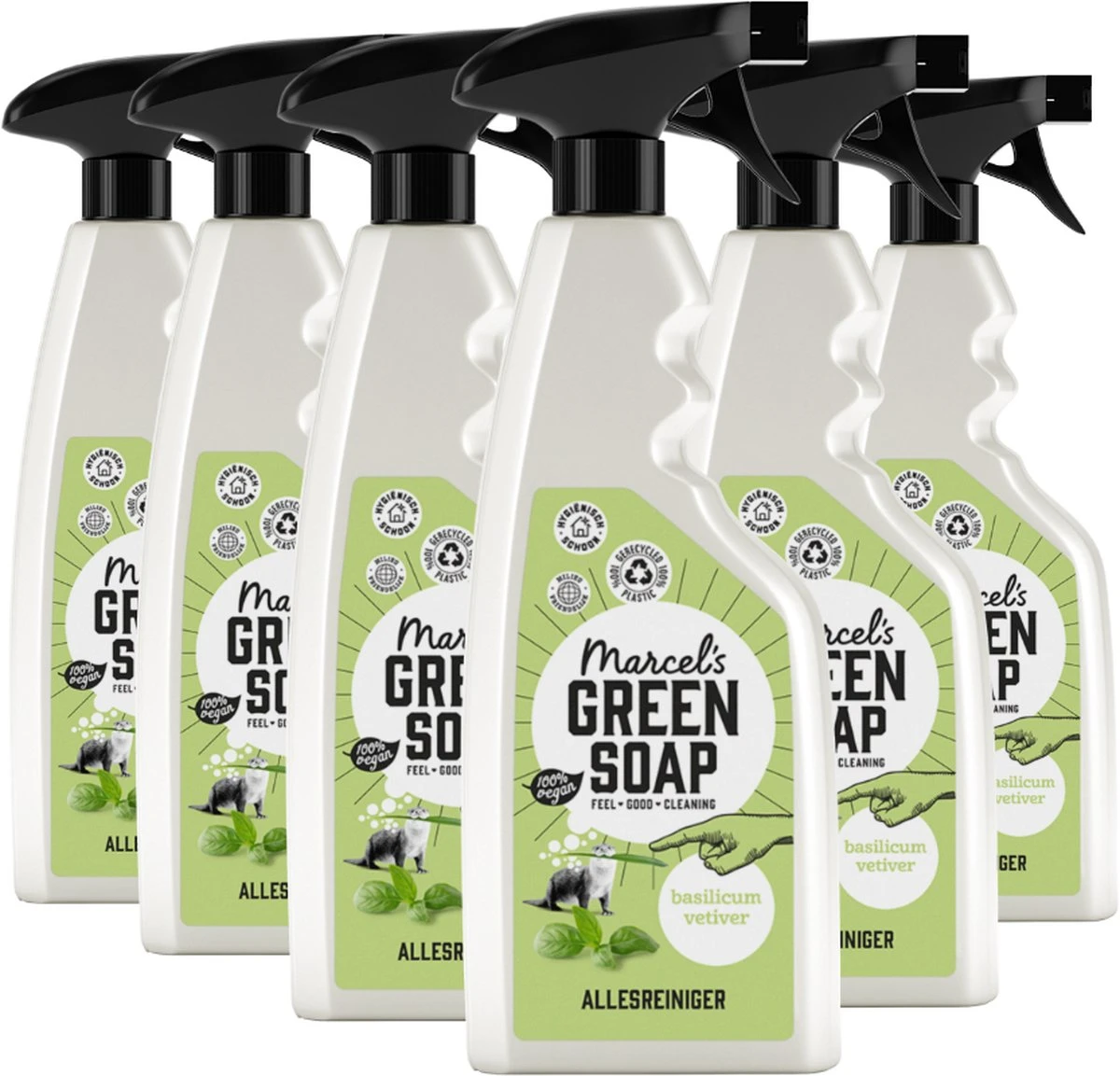 Marcel's Green Soap Allesreiniger Spray Basilicum & Vertivert Gras - 6 X 500 Ml