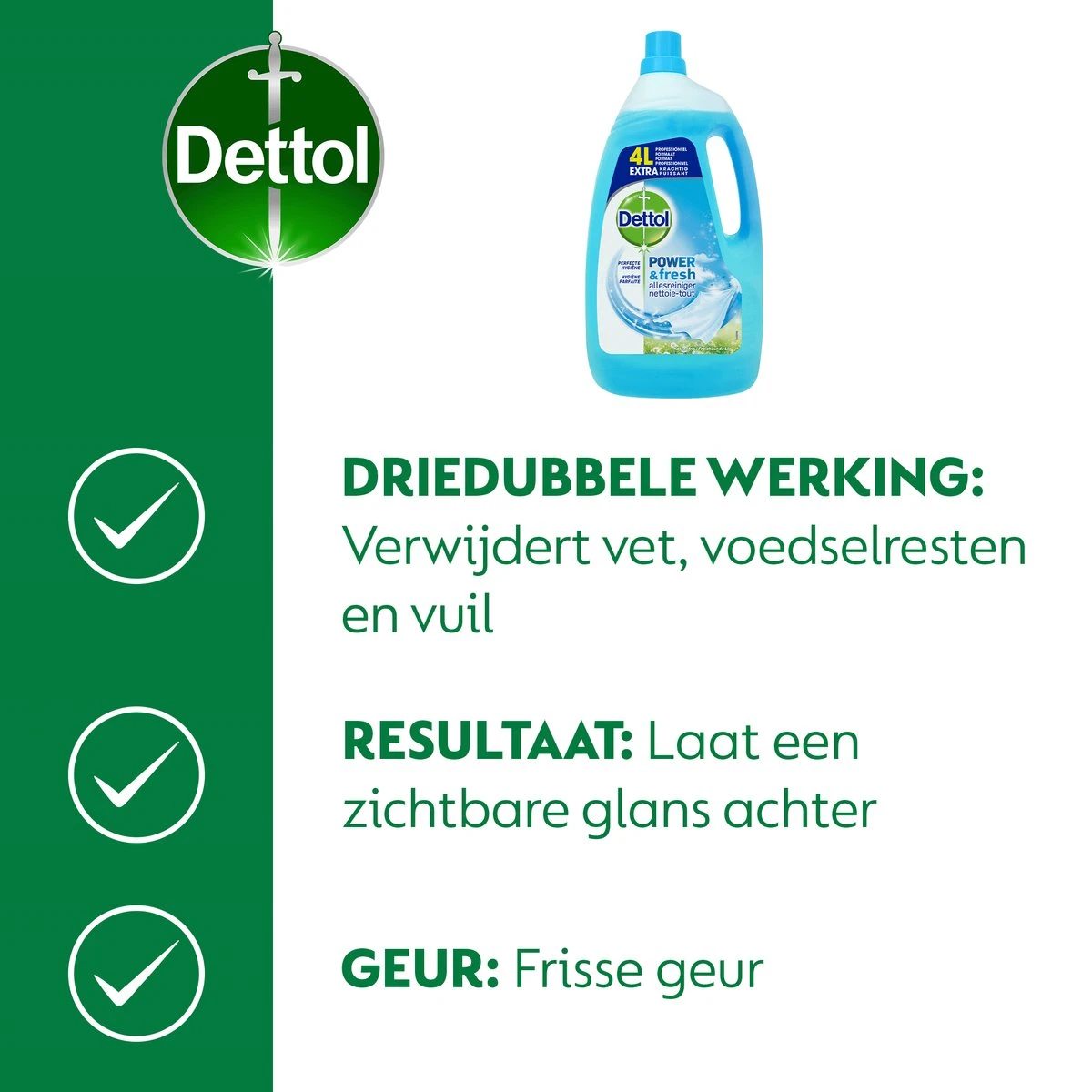 Dettol - Power & Fresh - Allesreiniger - Katoenfris - 3 X 4 Liter - Afbeelding 3
