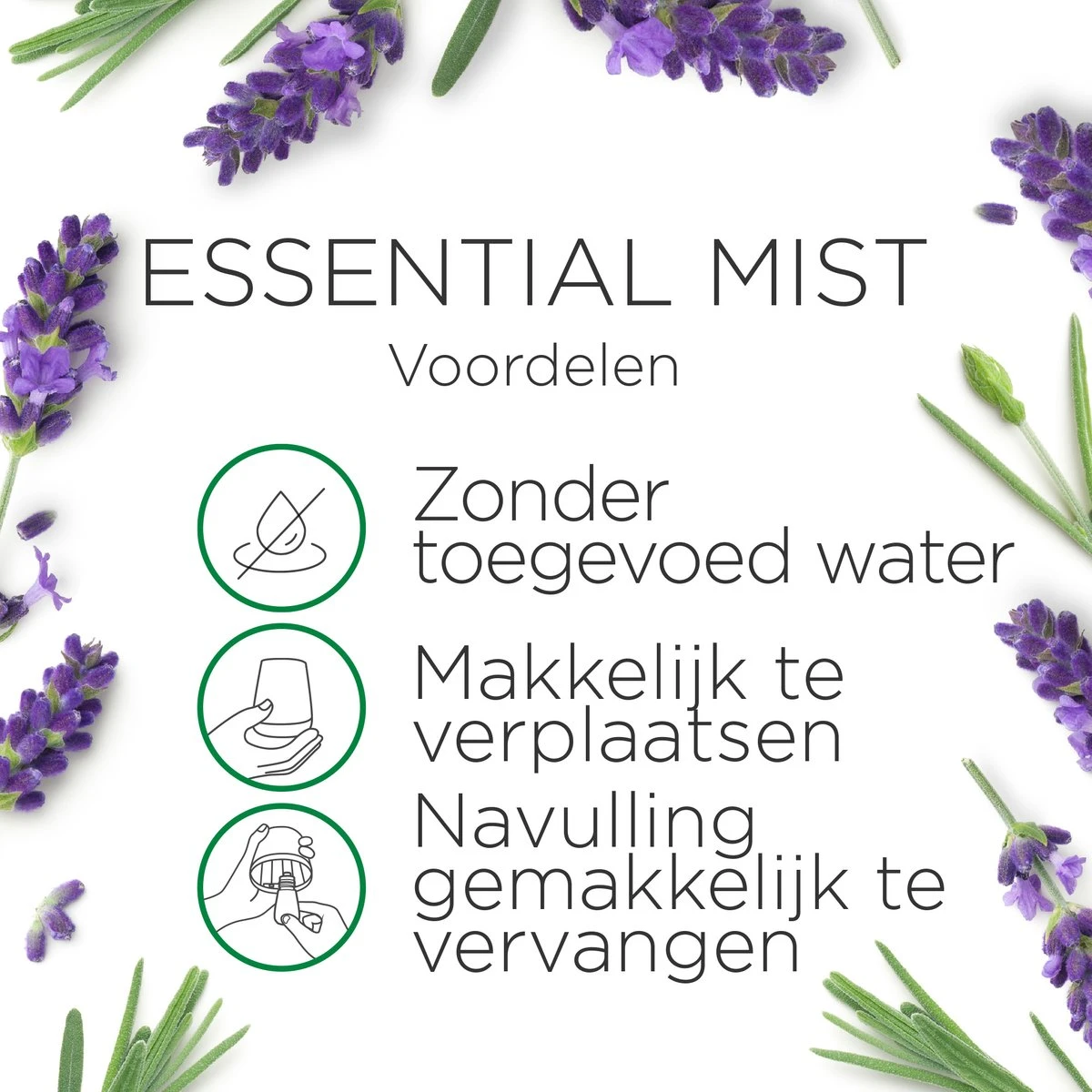 Air Wick Essential Mist Luchtverfrisser - Ontspannende Lavendel - 1 Zwart Apparaat + 2 Navullingen - Afbeelding 2