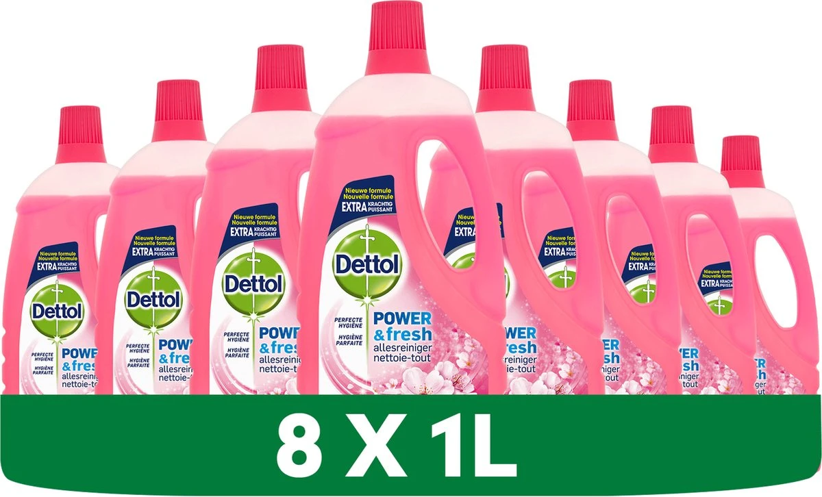 Dettol - Power & Fresh - Allesreiniger - Kersenbloesem - 8 X 1 Liter - Afbeelding 3
