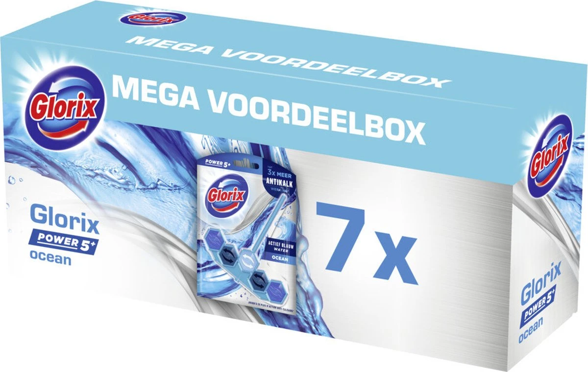 Glorix Power 5+ Ocean Toiletblokken - 7 Stuks - Voordeelverpakking - Afbeelding 8