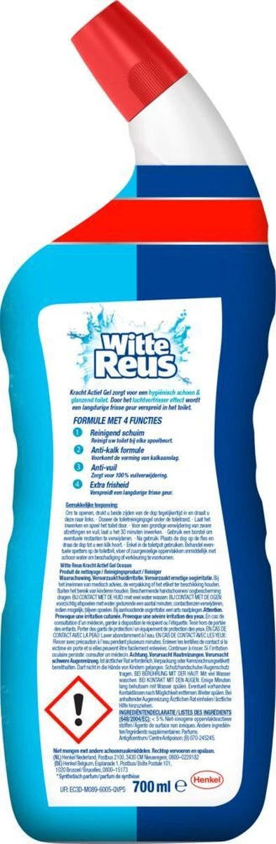 Witte Reus Toiletreiniger - Kracht Actief Gel Oceaan - Voordeelverpakking 10 X 700ml - Afbeelding 8
