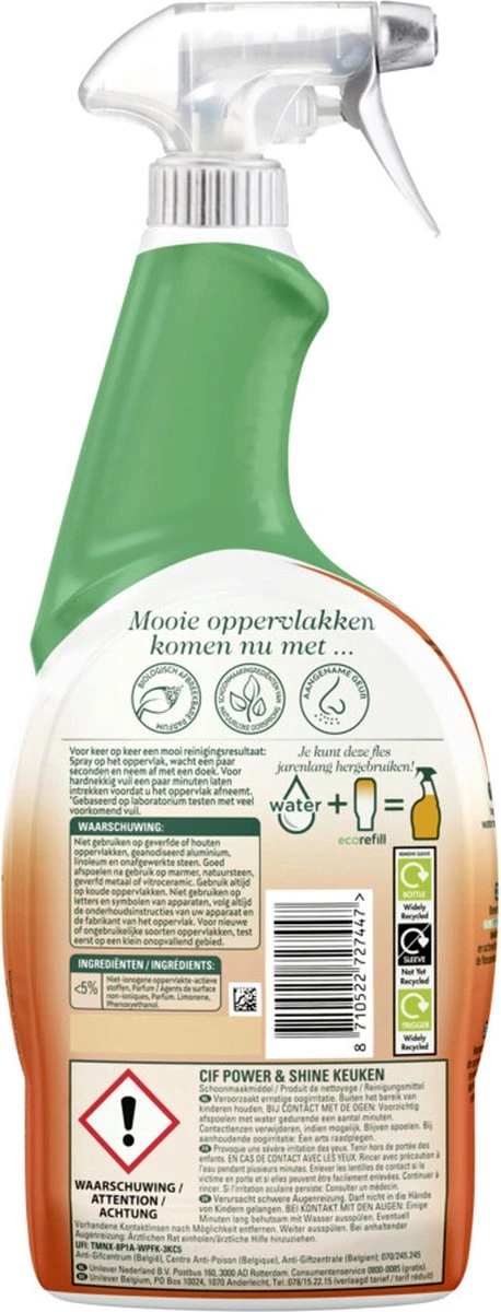 Cif CleanBoost Power & Shine Keuken Spray - 6 X 750 Ml - Voordeelverpakking - Afbeelding 2