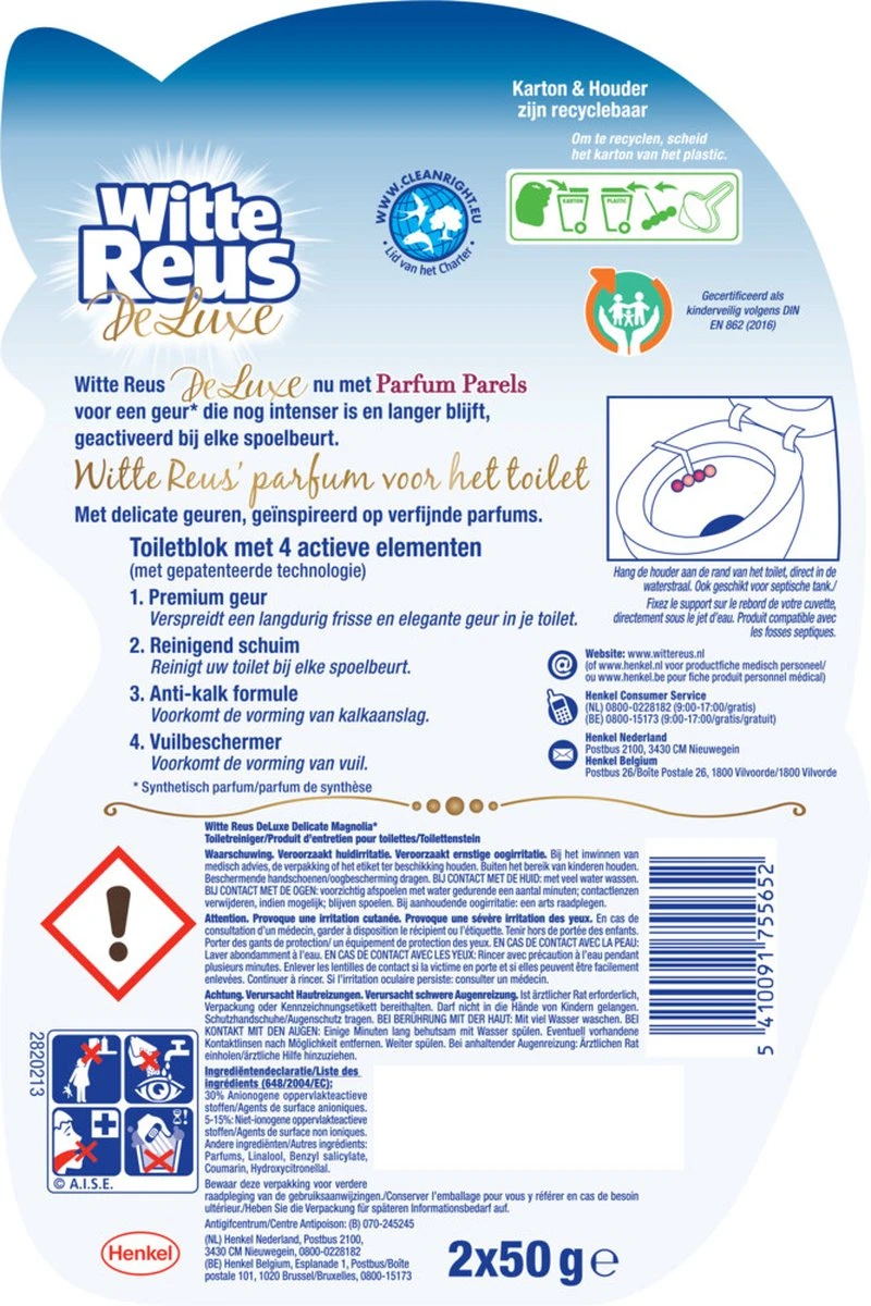 Witte Reus DeLuxe Toiletblok - Delicate Magnolia - WC Blokjes Voordeelverpakking - 20 Stuks - Afbeelding 6
