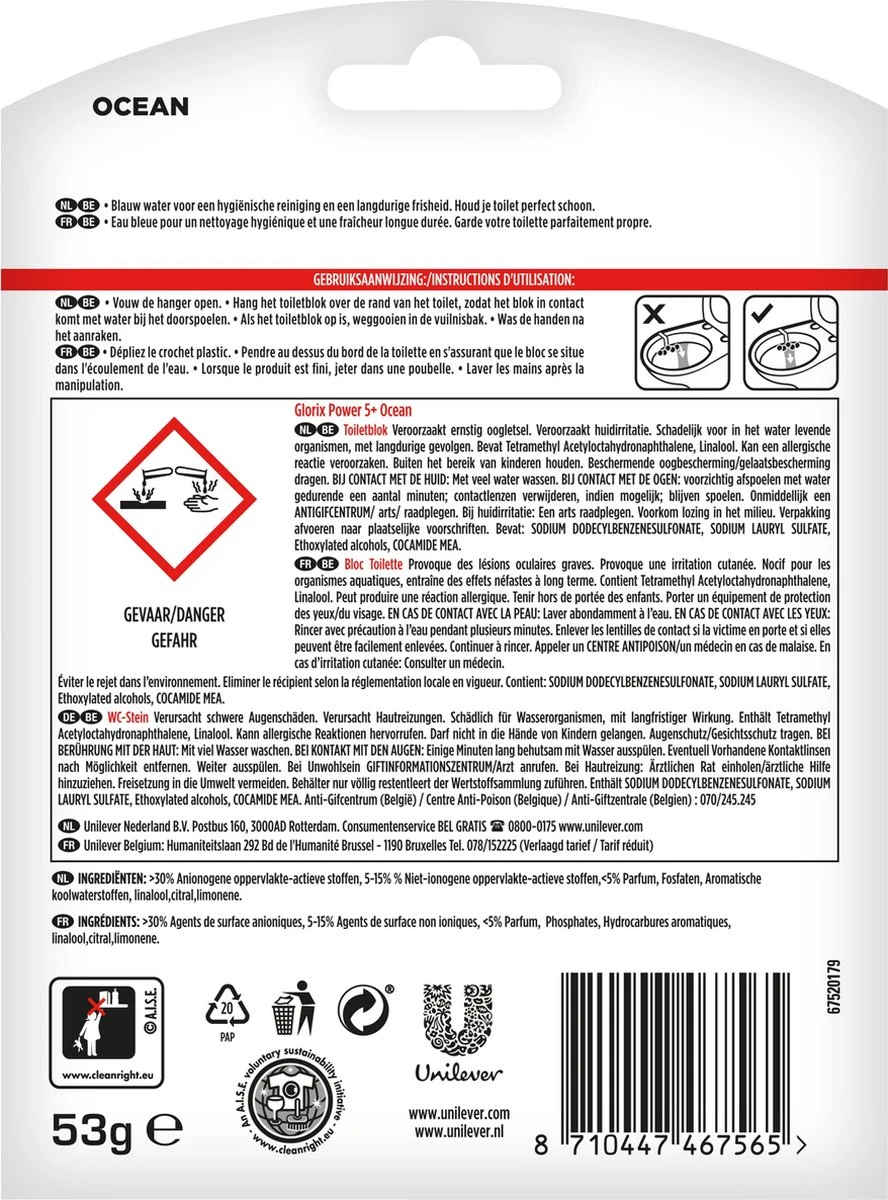 Glorix Power 5+ Ocean Toiletblokken - 7 Stuks - Voordeelverpakking - Afbeelding 5