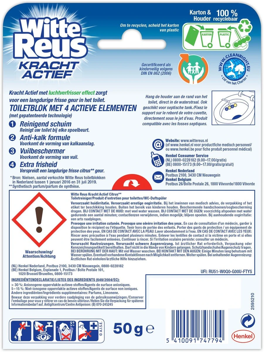 Witte Reus Kracht Actief Toiletblok - Citrus - WC Blokjes Voordeelverpakking - 10 Stuks - Afbeelding 7